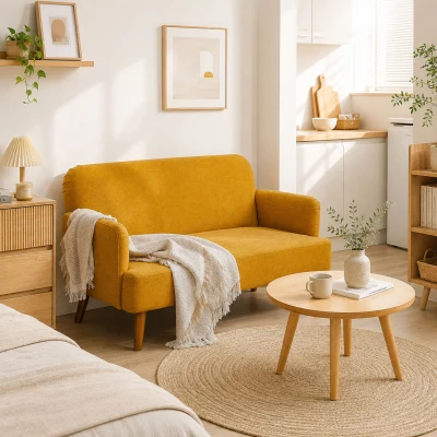 Loveseat 130W x 74D x 79Hcm Yellow