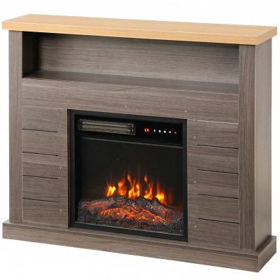 HOMCOM Electric Fireplace Suite 1800W LED Remote White