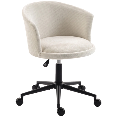 Scaun de birou rotativ din chenille, crem