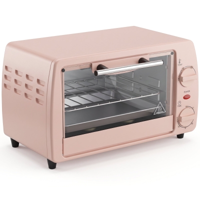 HOMCOM Horno Eléctrico Sobremesa 10L  750W Horno Eléctrico Pequeño Temperatura 230 ℃ y Temporizador 36,5x26x22 cm Rosa