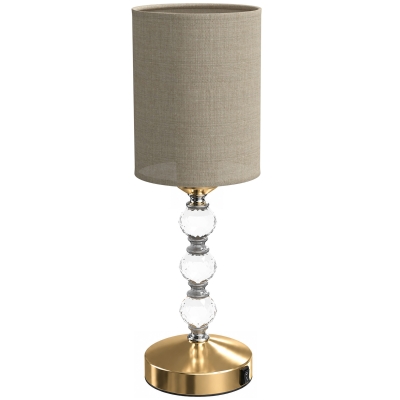 HOMCOM Modern Crystal Table Lamp USB Charging Gold
