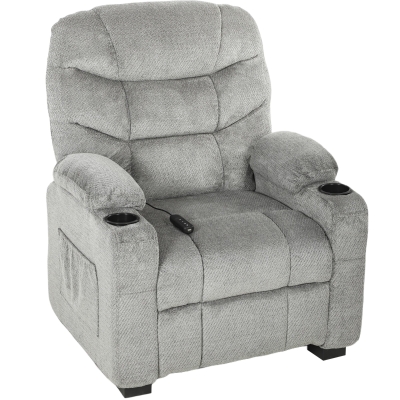 HOMCOM Sillón Relax Reclinable Eléctrico Silencioso con Función Memoria Reposapiés Mando a Distancia Bolsillos Laterales Gris