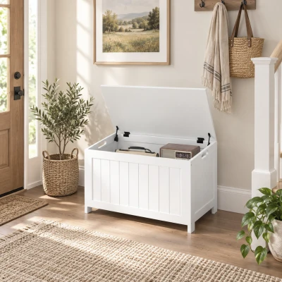 HOMCOM Storage Chest Wooden Toy Box White 76x40x48cm