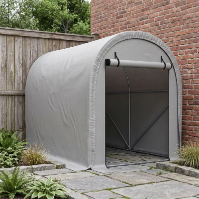 Outsunny Abri Portable 8'x5' Tente Vélo Acier Gris Résistant Eau