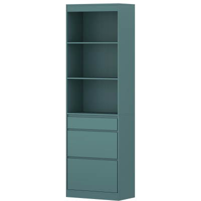 HOMCOM Bookcase Adjustable Shelves Drawers Living Room Light Green