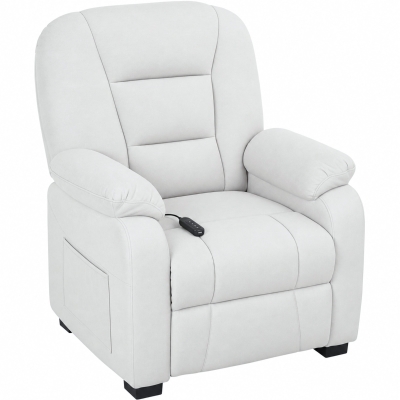 HOMCOM Cadeirão Relax Reclinável Elétrico Silencioso com Função Memória Apoio para os Pés Comando à Distância e Bolsos Laterais Creme
