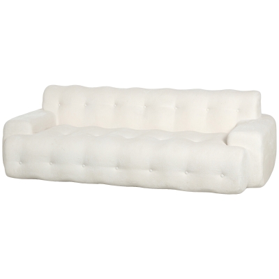 HOMCOM Canapé 3 Places Chenille 211cm Profond Crème Salon