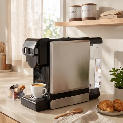 HOMCOM Máquina de Café Expresso 19 Bar Semiautomática com Depósito de Água Amovível 1 L para Cápsulas e Café Moído Preta