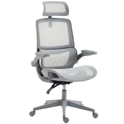 HOMCOM Ergonomic Mesh Office Chair Lumbar Support Grey
