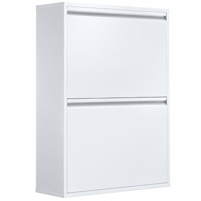 HOMCOM Caixote do Lixo de Reciclagem 4x15 L (60 L), 4 Compartimentos Estreitos em Aço, Fecho Suave, Branco
