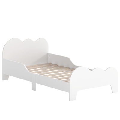 AIYAPLAY Cama para Crianças 143,5x74,5x56 cm Estrutura de Cama Infantil com Desenho de Núvem e Barreira de Segurança Branco