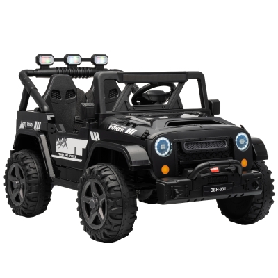 AIYAPLAY UTV Elétrico Infantil 24 V de 2 Lugares com Comando à Distância, Suspensão Traseira, Música e Luzes, Preto, +3 Anos