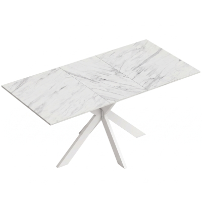 HOMCOM Extendable Dining Table Steel Legs Space Saving White