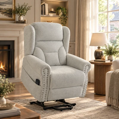 HOMCOM Riser Recliner Chair Electric Massage Heat Chenille Light Grey