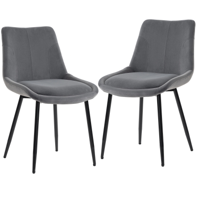 Set 2 Scaune Moderne de Dining din Catifea, Gri Închis