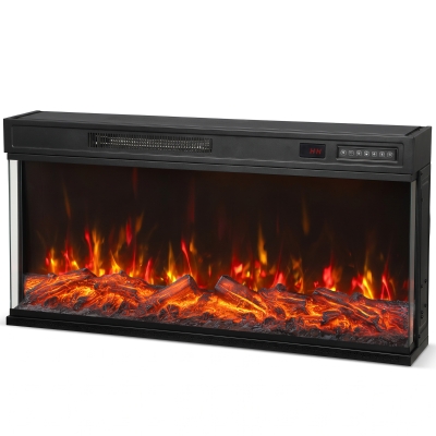 HOMCOM Electric Fireplace Insert 3-Sided 1800W Adjustable Flame
