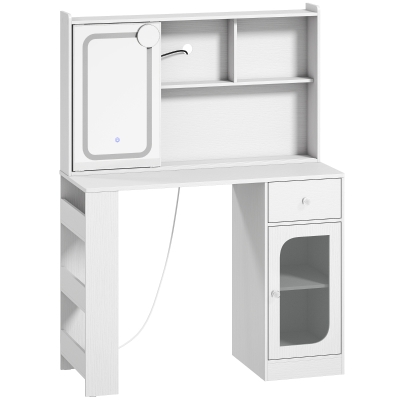 HOMCOM Postazione Trucco, Specchio Scorrevole, Luci LED a 3 Colori