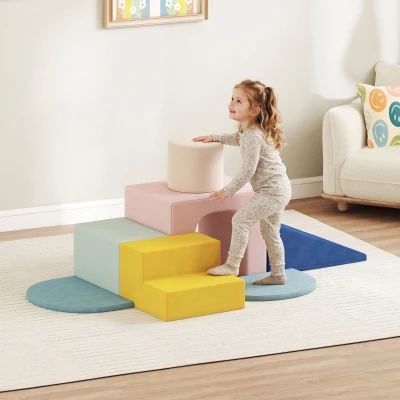 AIYAPLAY Juego de 8 Bloques de Espuma para Niños con Fundas de Terciopelo Lavables para Escalar y Gatear Multicolor