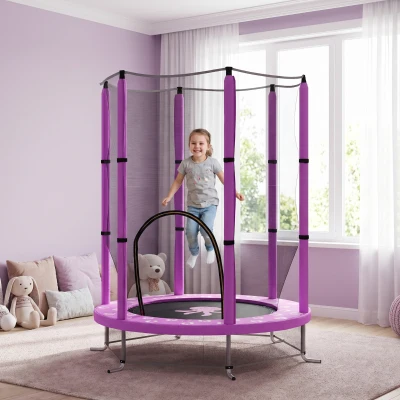 Kids Trampoline 140 x 140 x 190cm Purple