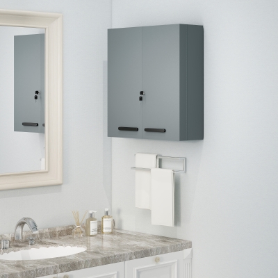 kleankin Armoire à Médicaments Verrouillable 6 Étagères Gris