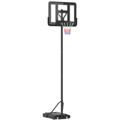 HOMCOM Canasta de Baloncesto con Altura Ajustable 220-365 cm Aro de Baloncesto con Soporte Ruedas Base Rellenable Negro
