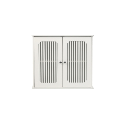 Wall-Mounted Bathroom Cabinet with Louvered Double Doors, 60L x 20W x 52H cm, White