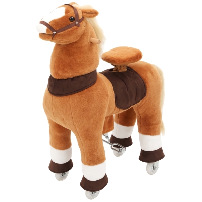AIYAPLAY Reitpferd auf Rollen Spielpferd zum Reiten mit 4 Rädern Griffe Fußstütze, 95 cm hoch bis 40 kg, für Kinder 4-12 Jahren