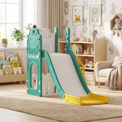 AIYAPLAY Set 5 en 1 Scivolo Enfant avec Panier Jaune 1-3 Ans