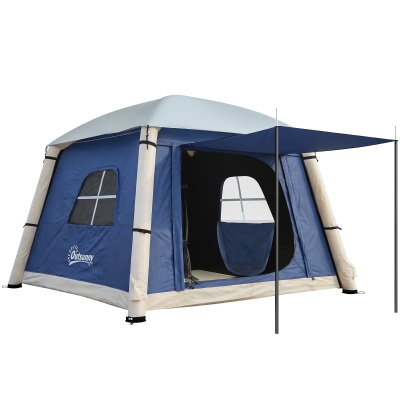 Outsunny Inflatable Camping Tent 1/2 Person Dark Blue