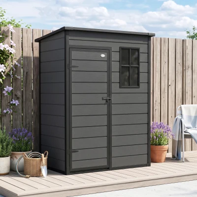 Outsunny Abri Jardin 1,14m² Porte Verrouillable Fenêtre Gris Foncé