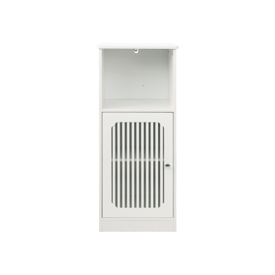 Smart Low Bathroom Cabinet with Louvered Doors, 36L x 30W x 86H cm, White