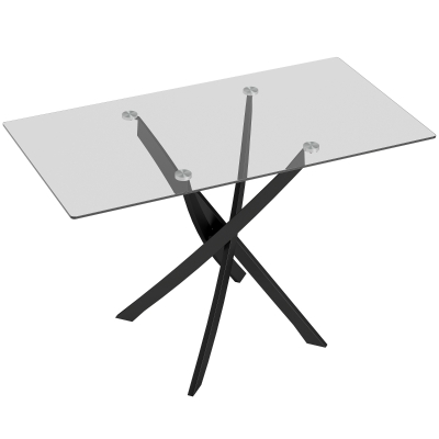HOMCOM Dining Table 6-Seater Glass Top Steel Legs 120cm Clear