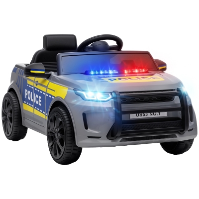 AIYAPLAY Auto Elettrica Polizia Con Telecomando e Sirena, Grigio