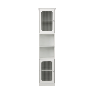 Tall Bathroom Cabinet with Louvered Doors and Adjustable Shelves, 36L x 30W x 163H cm, White