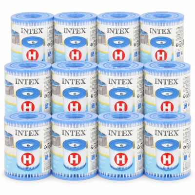 Pack de 12 Cartuchos de Recambio Intex Tipo H, 1.250 L/h, 10x9x3 cm, Blanco