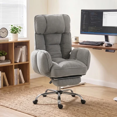 HOMCOM Executive Office Chair Reclining Footrest Adjustable Grey