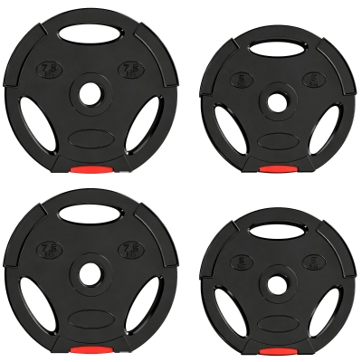 SPORTNOW Juego de Discos Pesas de 4 Piezas 2x5 kg 2x7,5 kg con Orificios de 2,5 cm para Entrenamiento Fitness en Hogar Negro
