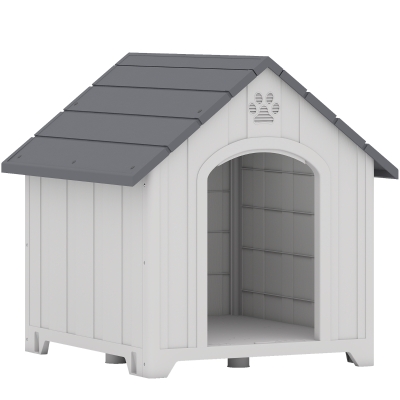 PawHut Niche Chien Extérieur Polypropylène 66x55x65cm Gris Clair