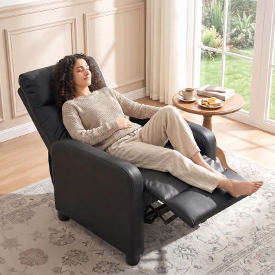 HOMCOM Poltrona Relax Reclinabile Manuale con Poggiapiedi, Nero