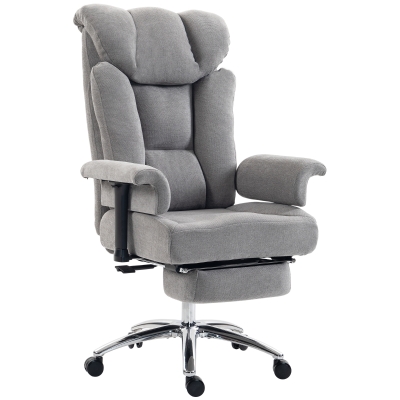 HOMCOM Big & Tall Massage Office Chair Linen 250kg Grey