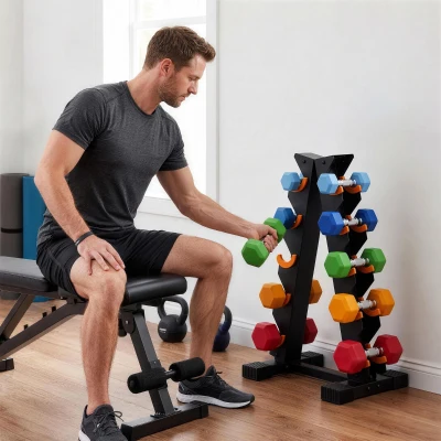 SPORTNOW 5-Tier Dumbbell Rack A-Frame Home Gym Storage Black