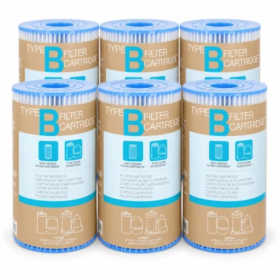 Pack de 6 Cartuchos Filtrantes de Repuesto Intex Tipo B, 25,3x14,5x5 cm, Blanco