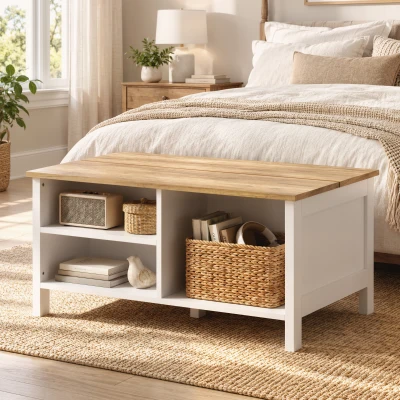 HOMCOM Cassapanca Contenitore con Coperchio Sollevabile, Legno