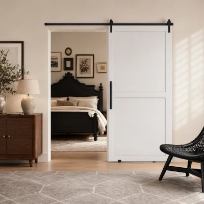 HOMCOM Kit per Porta Scorrevole con Binario da 200 cm Nero