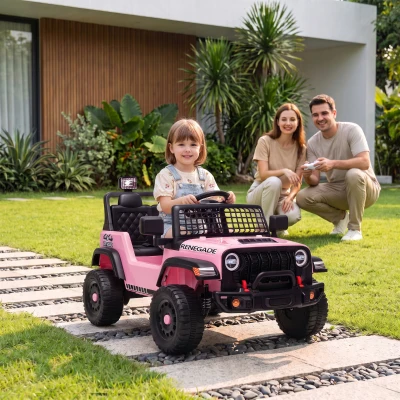 AIYAPLAY Fuoristrada Elettrica per Bambini 12V, 2-4 Anni, Rosa