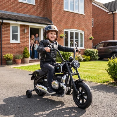 AIYAPLAY Moto Elettrica Bambini 12V BMW R18, 3-8 Anni, Nera
