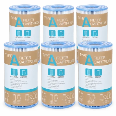 Pack de 6 Cartuchos de Filtro de Repuesto Tipo A, 20,2x10,8x5 cm, Blanco