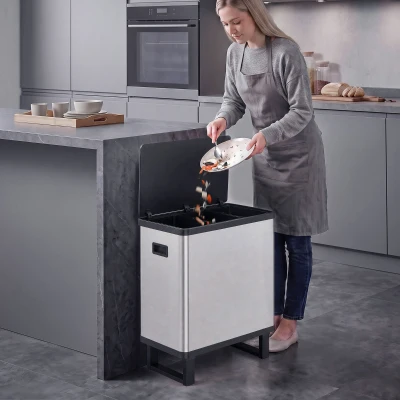 HOMCOM Pattumiera Automatica con Sensore, 54L, Coperchio, Argento