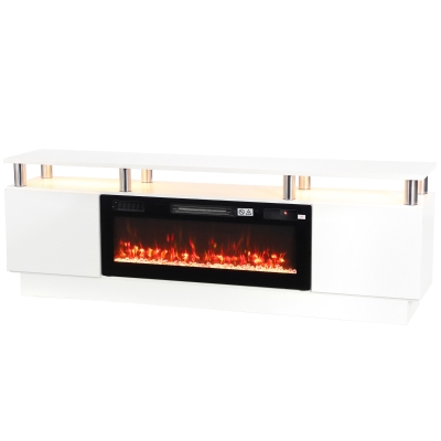 HOMCOM Electric Fireplace TV Stand 1800W LED Remote White