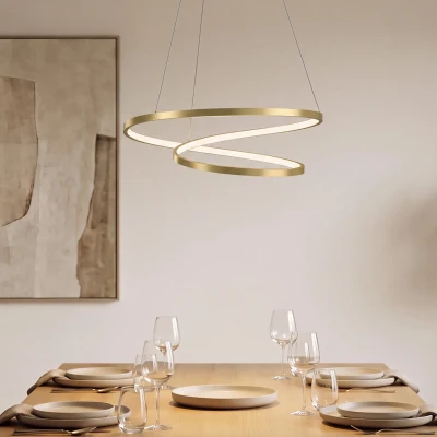 HOMCOM Lampadario LED a Sospensione 3 Temperature di Colore, Oro